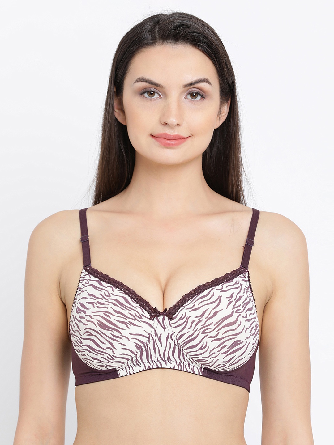 

Clovia Padded Non-Wired Printed Multiway T-Shirt Bra, Brown