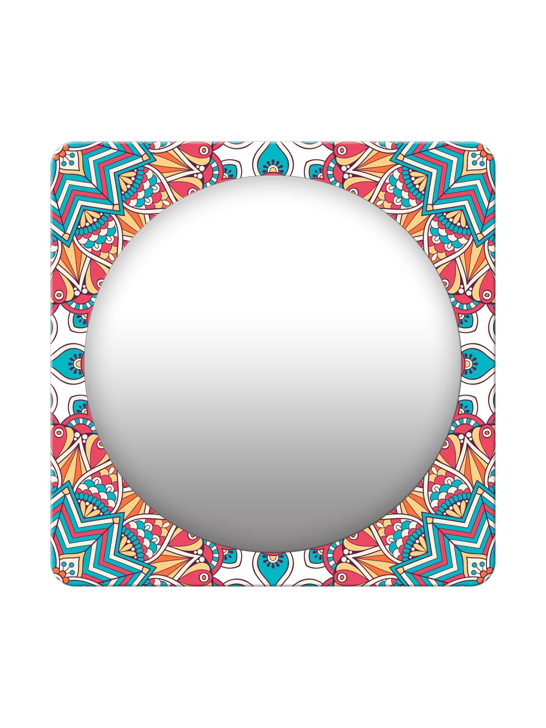 

999Store Red Printed Square MDF Wall Mirror