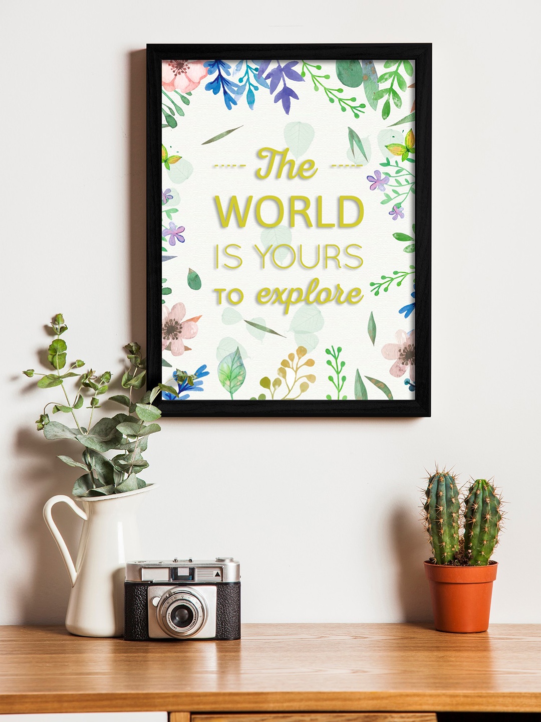 Art Street White & Multicoloured Wall Art With Wooden Frame