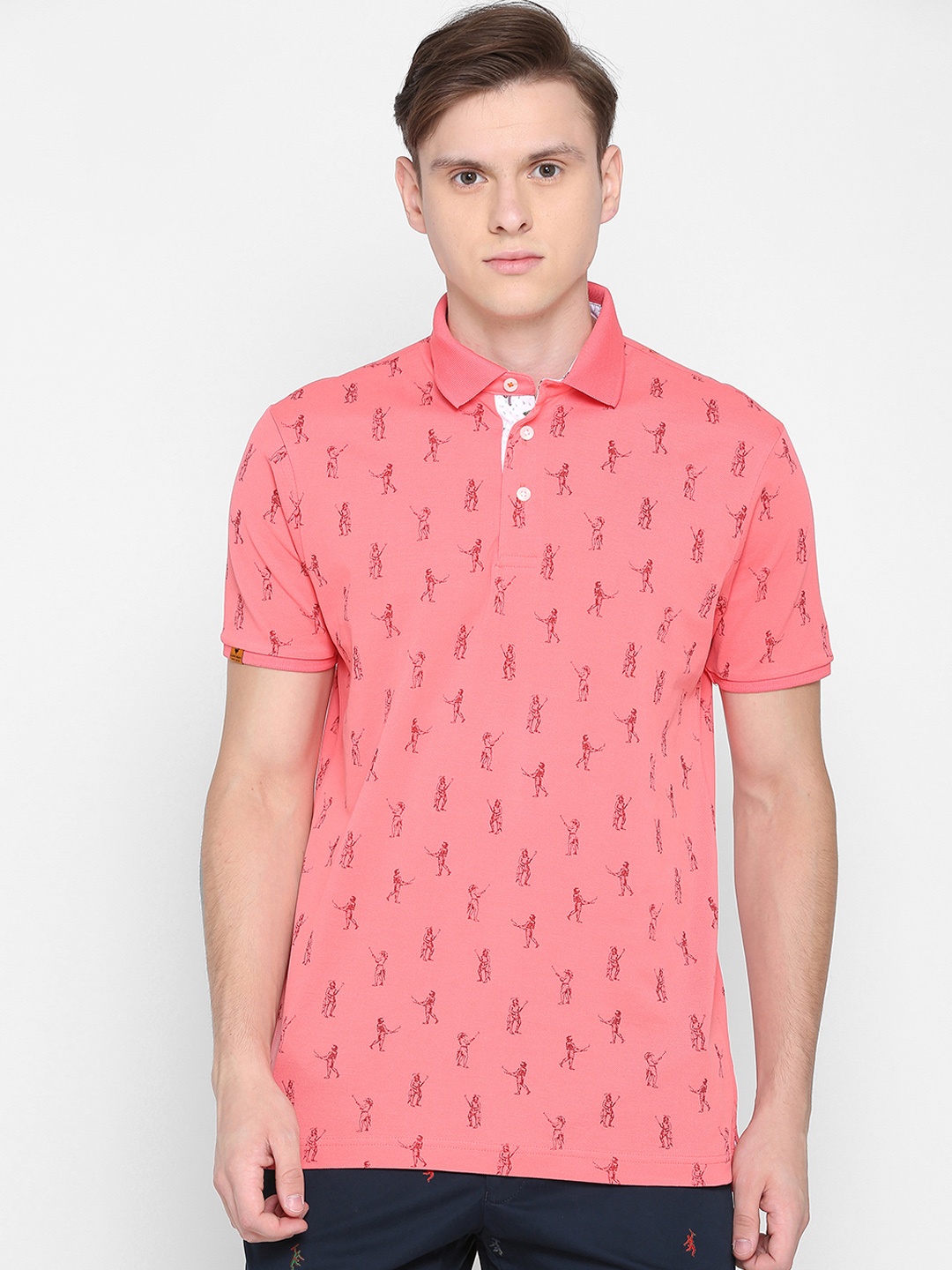 

SIMON CARTER LONDON Men Pink Printed Polo Collar T-shirt