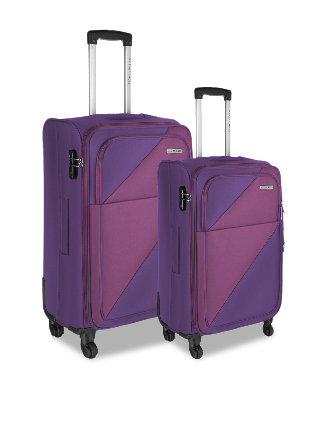 

Nasher Miles Unisex Set of 2 Solid Trolley Bags, Purple