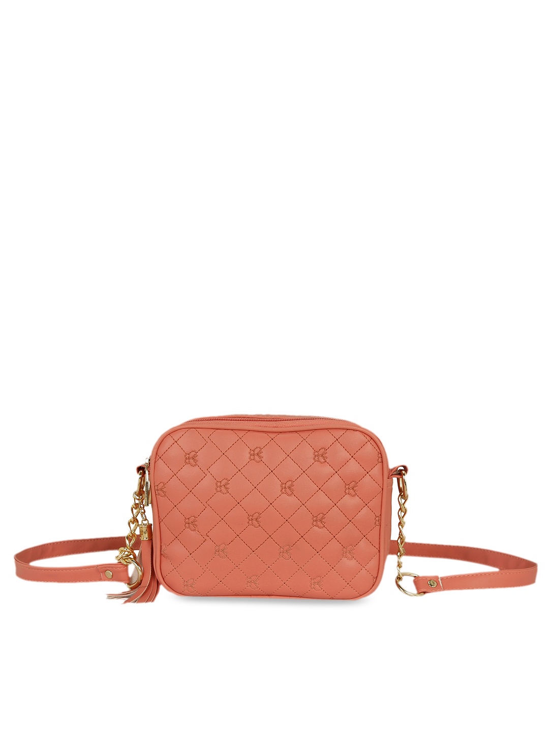 

KLEIO Butterfly Quilted Box Sling Bag, Orange