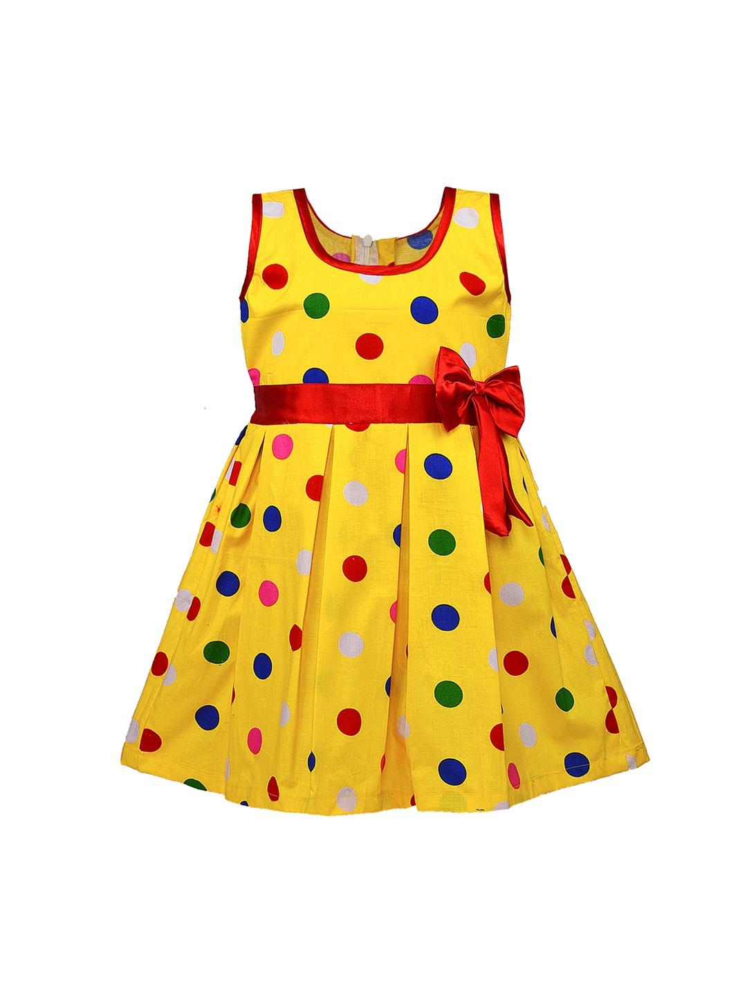 

Wish Karo Girls Yellow & Red Printed Fit and Flare Dress