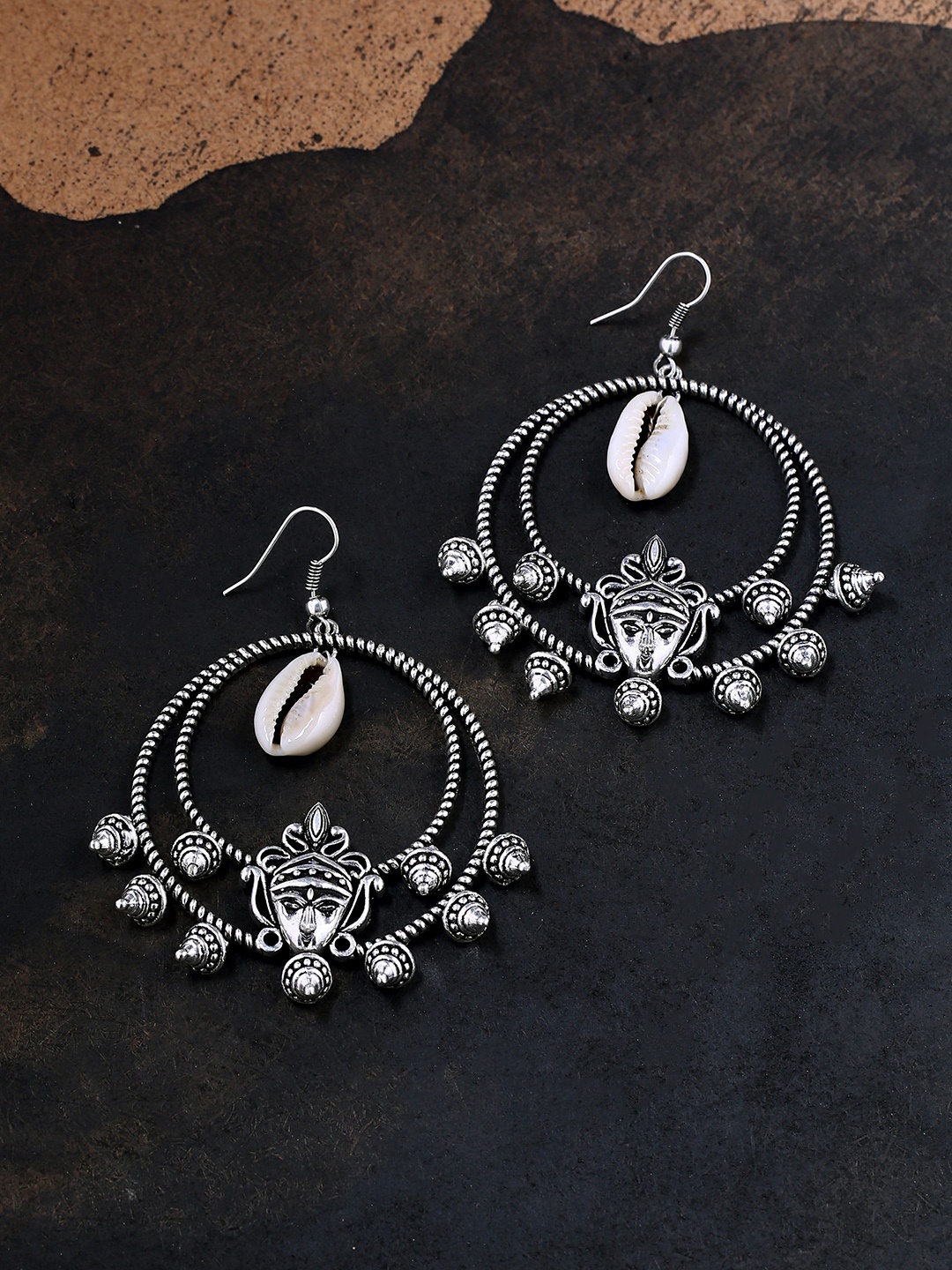 

Voylla Silver-Plated Circular Hoop Earrings
