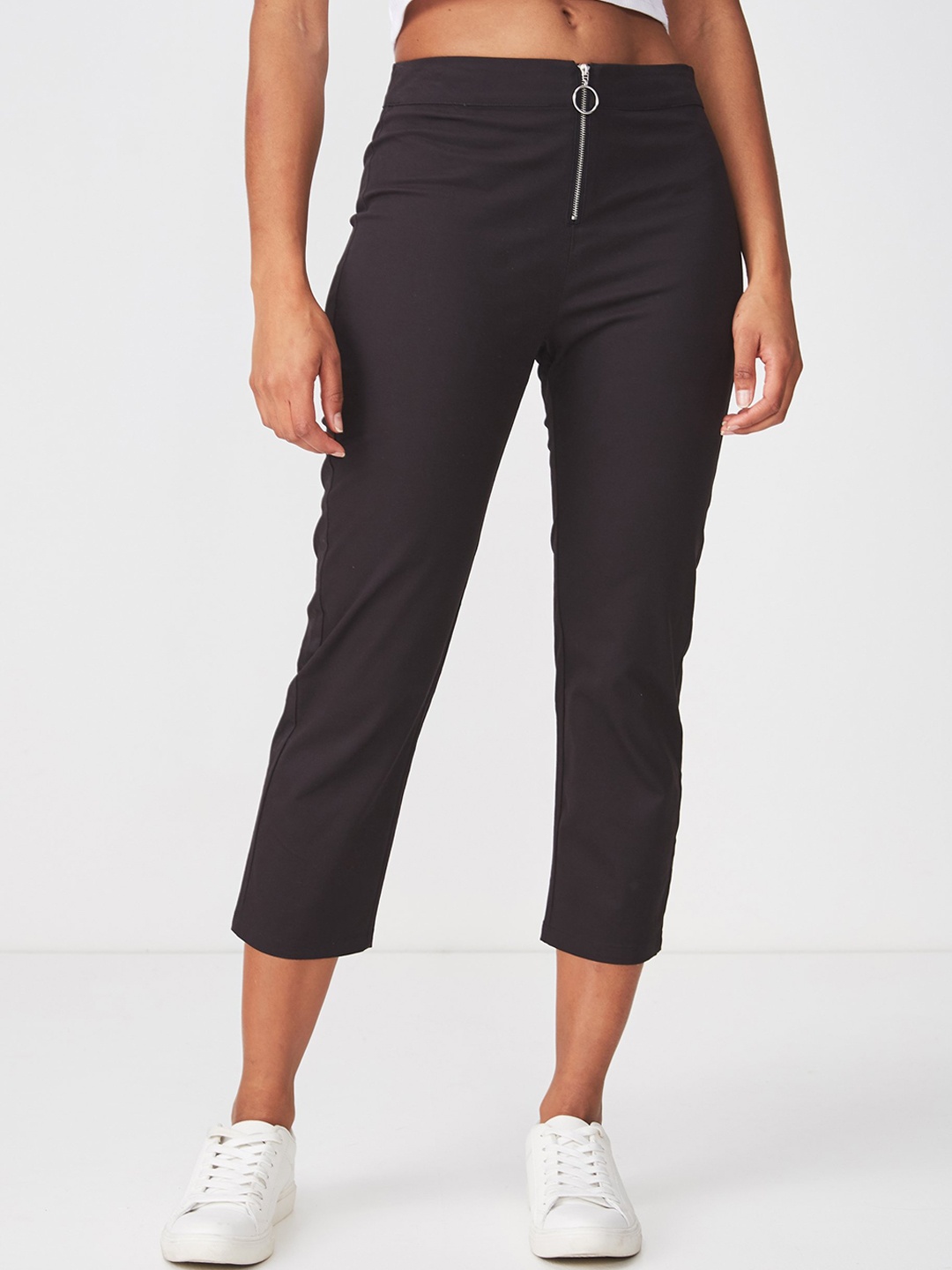 

COTTON ON Women Black Slim Fit Solid Regular Trousers