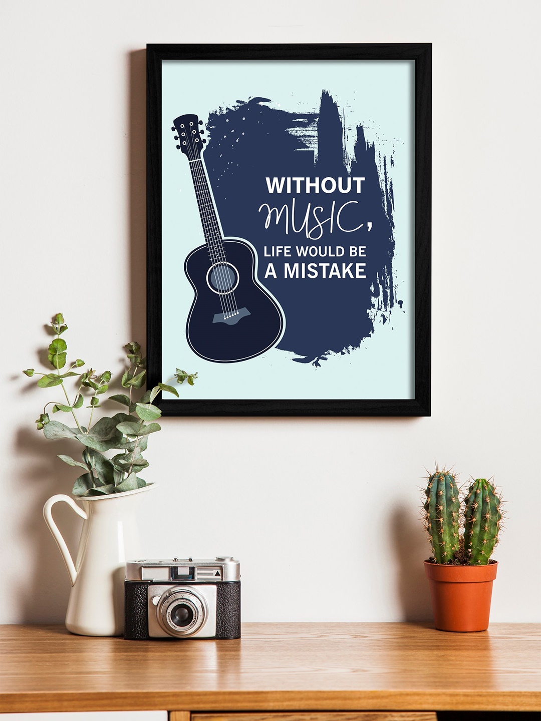 

Art Street Blue & Black Wall Art With Wooden Frame