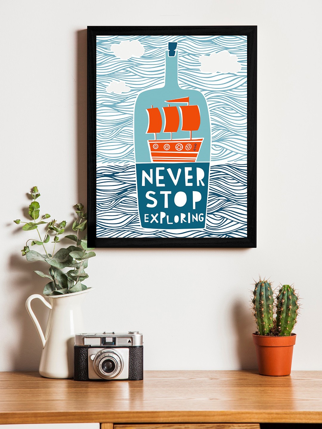 

Art Street Blue & White Wall Art With Wooden Frame