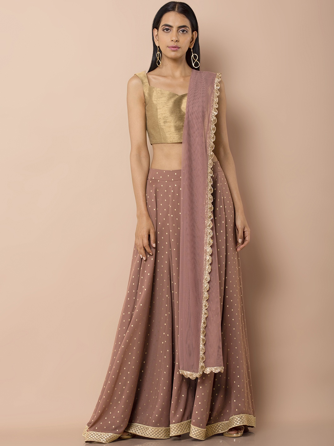 

INDYA Mauve Solid Dupatta