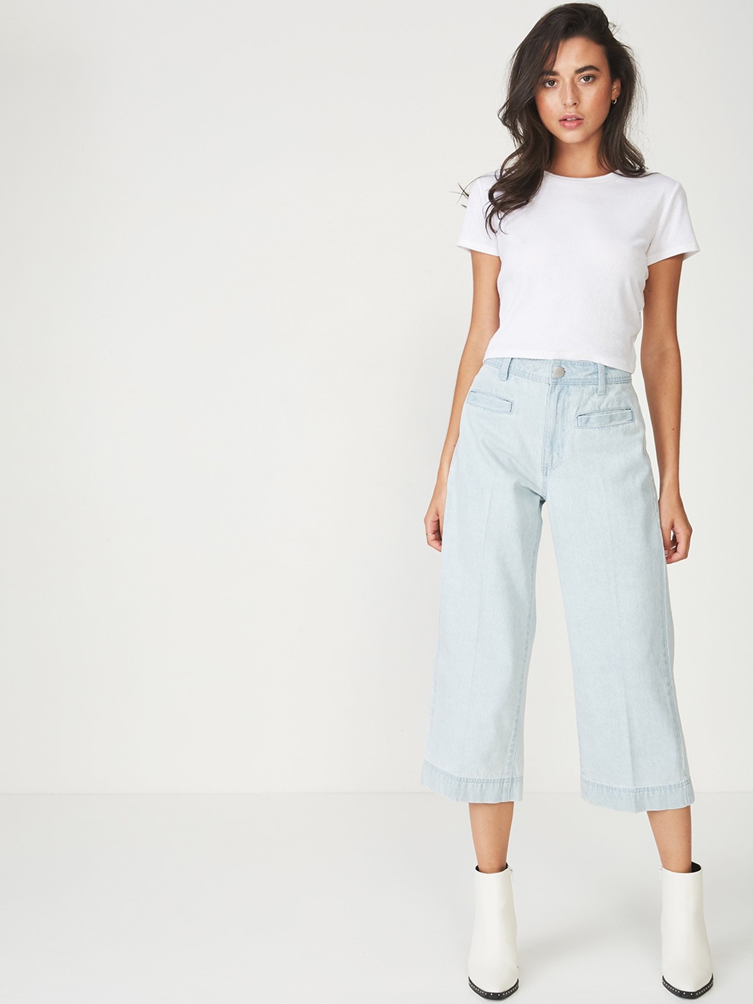 

COTTON ON Women Blue Flared Solid Parallel Denim Trousers