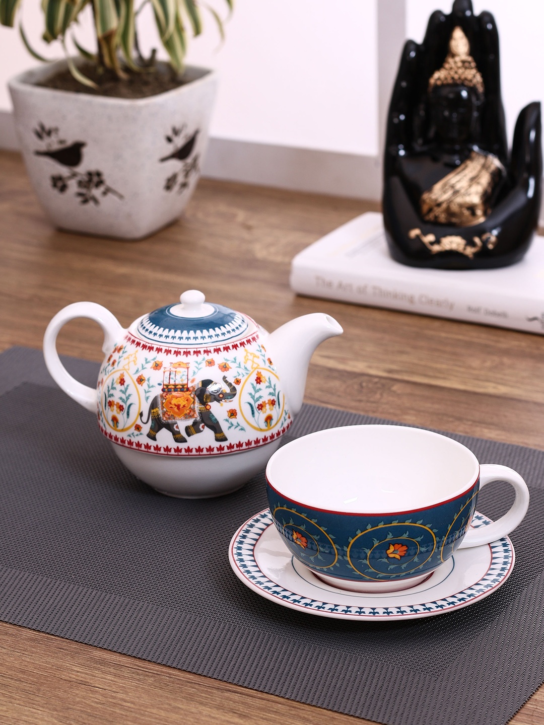 

India Circus Multicoloured Printed Ceramic Set, Multi