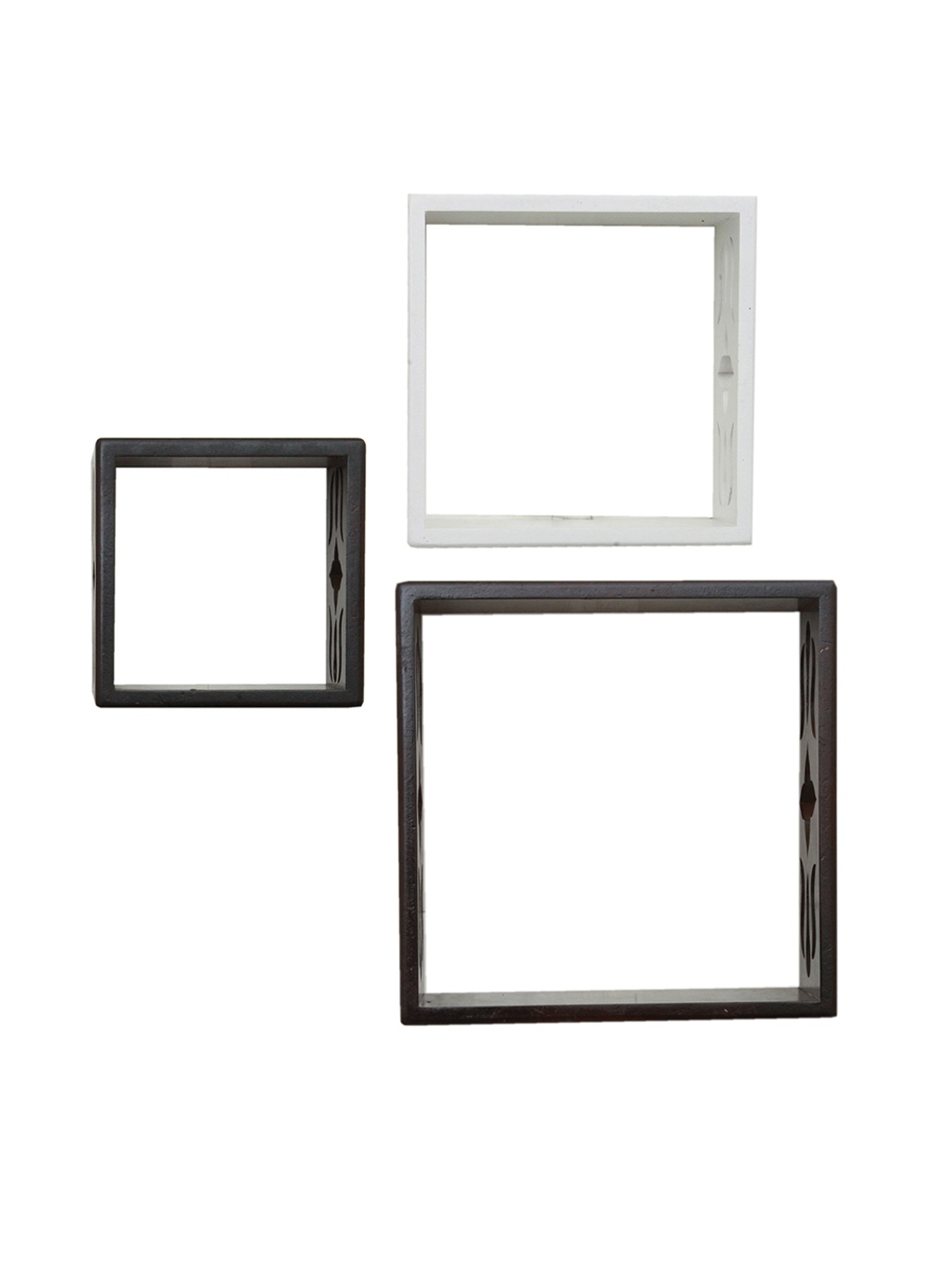 Home Sparkle Set of 3 MDF Wall Shelves, Brown