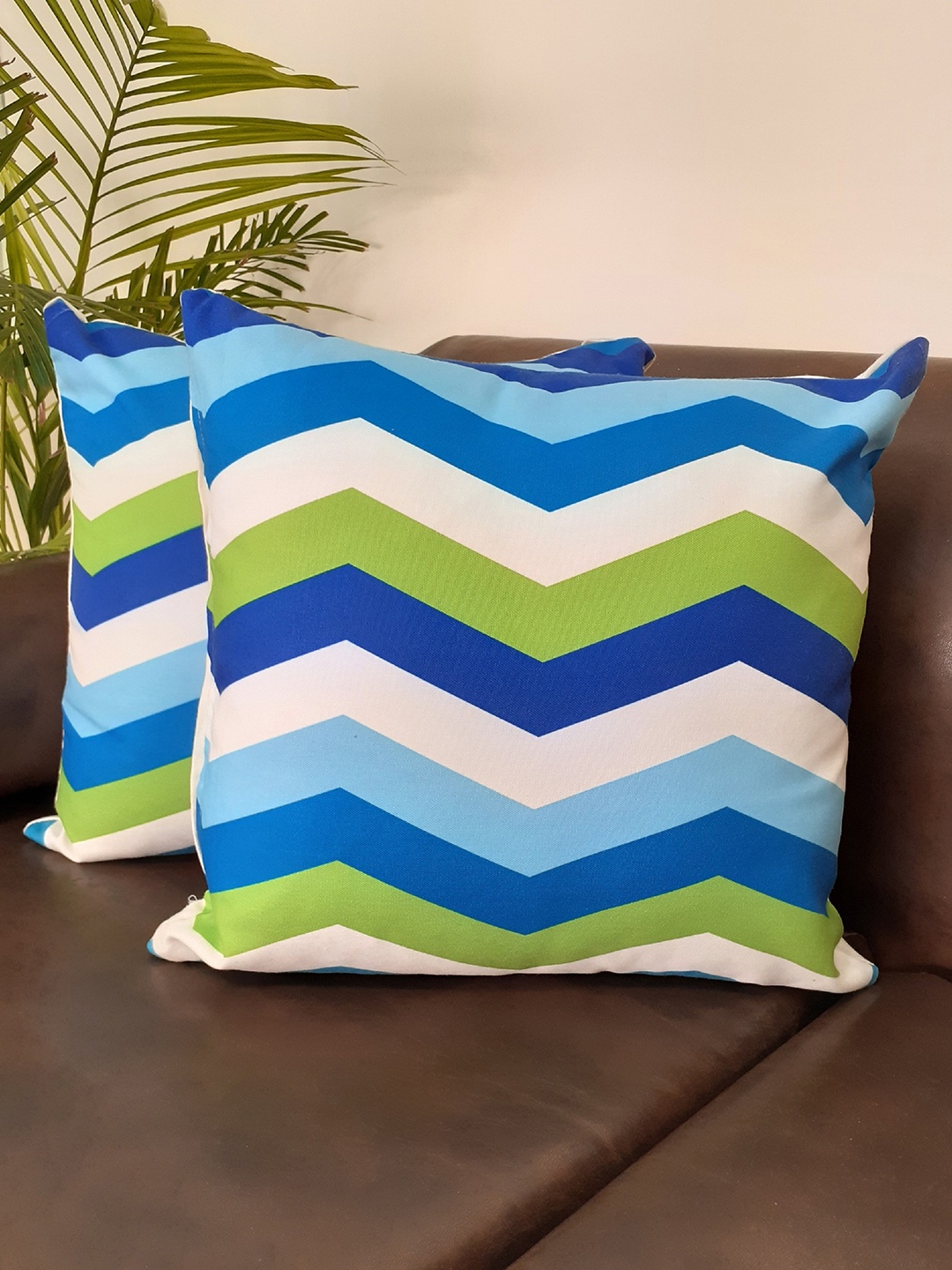 

Avira Home Multicoloured Set of 2 Checked Square Cushion Covers, Multi