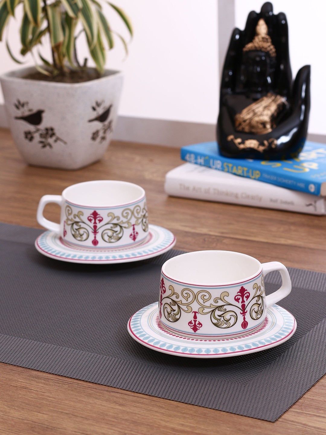 

India Circus Multicoloured Printed Set Of 6 Cups & Saucers, Multi