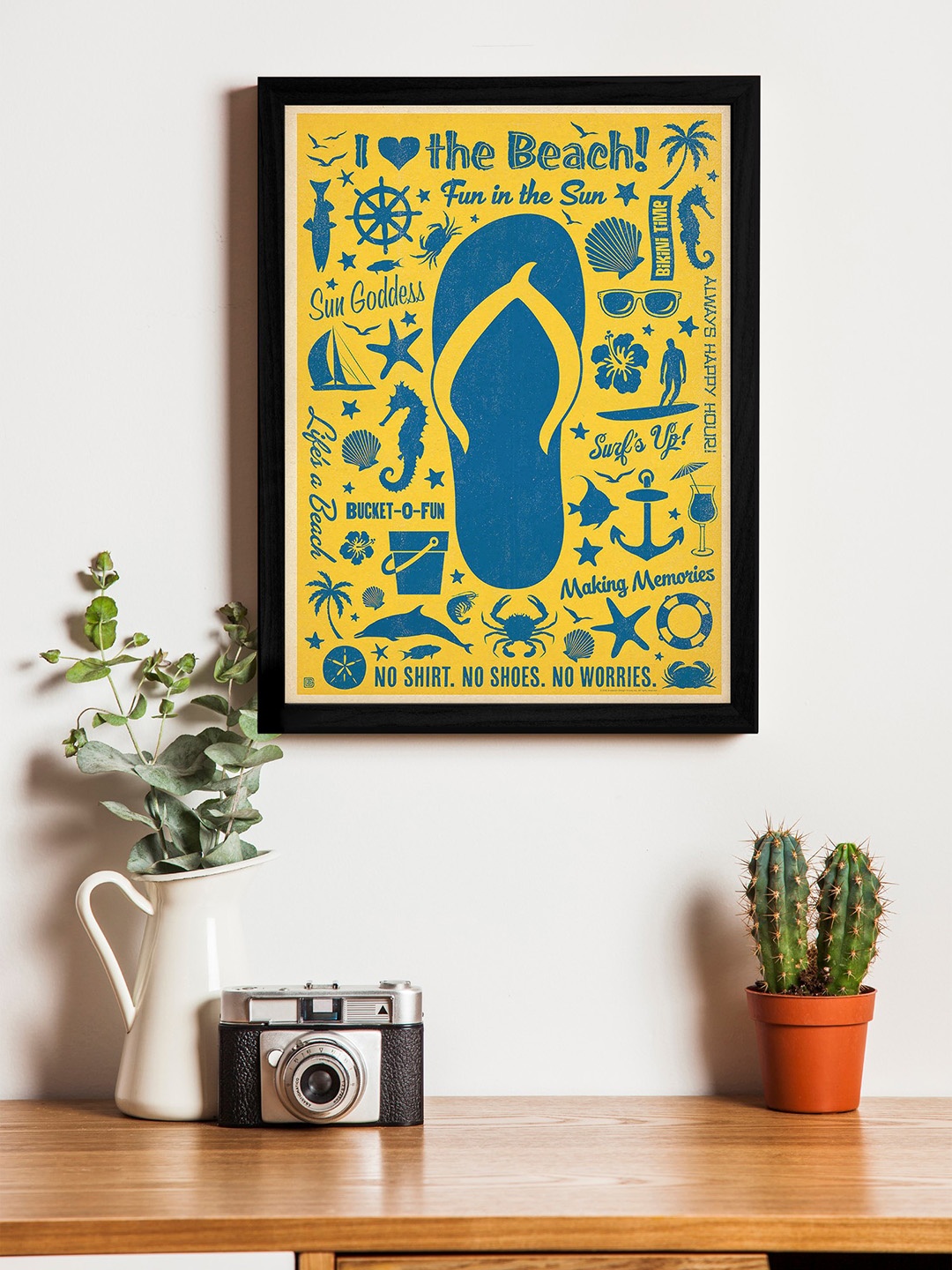 

Art Street Blue & Yellow Wall Art With Wooden Frame