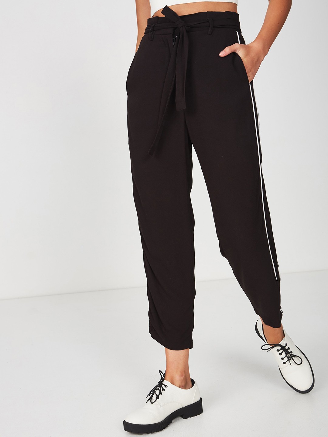 

COTTON ON Women Black Slim Fit Solid Regular Trousers