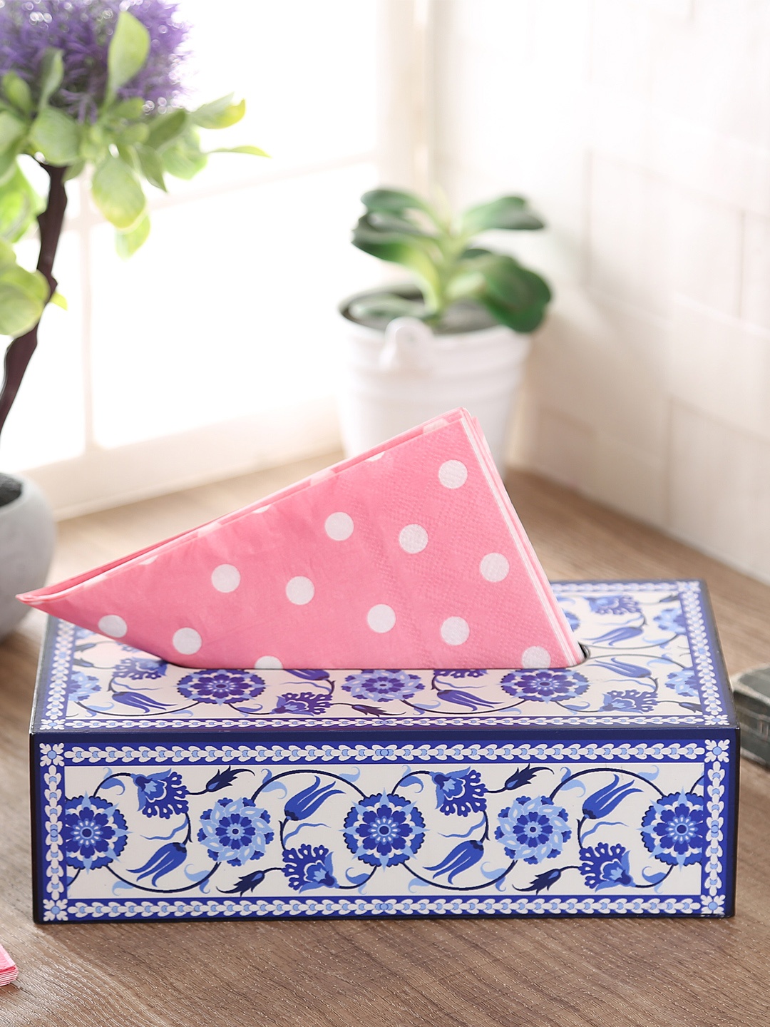 

Reinvention Factory Blue & White Printed Tissue Holder