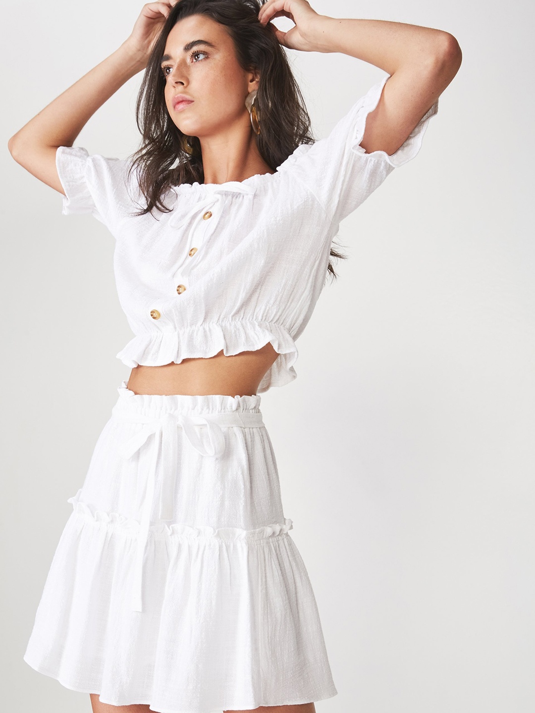 

COTTON ON Women White Solid Flared Mini Skirt