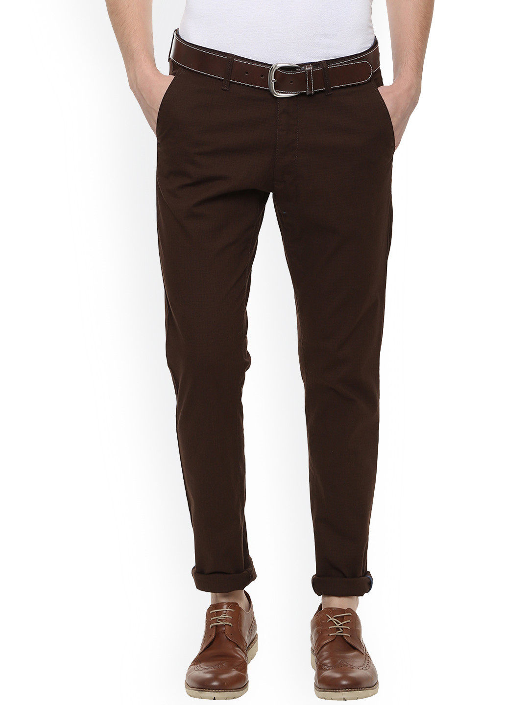 

Van Heusen Sport Men Brown Slim Fit Solid Regular Trousers
