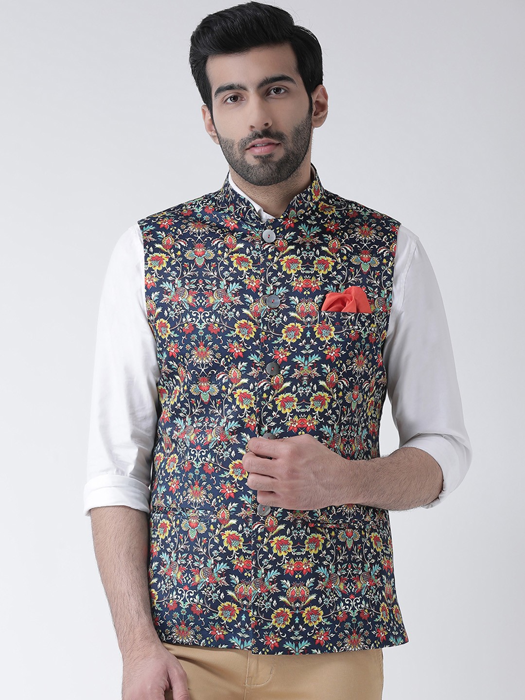 

KISAH Men Multicoloured Printed Nehru Jacket, Multi