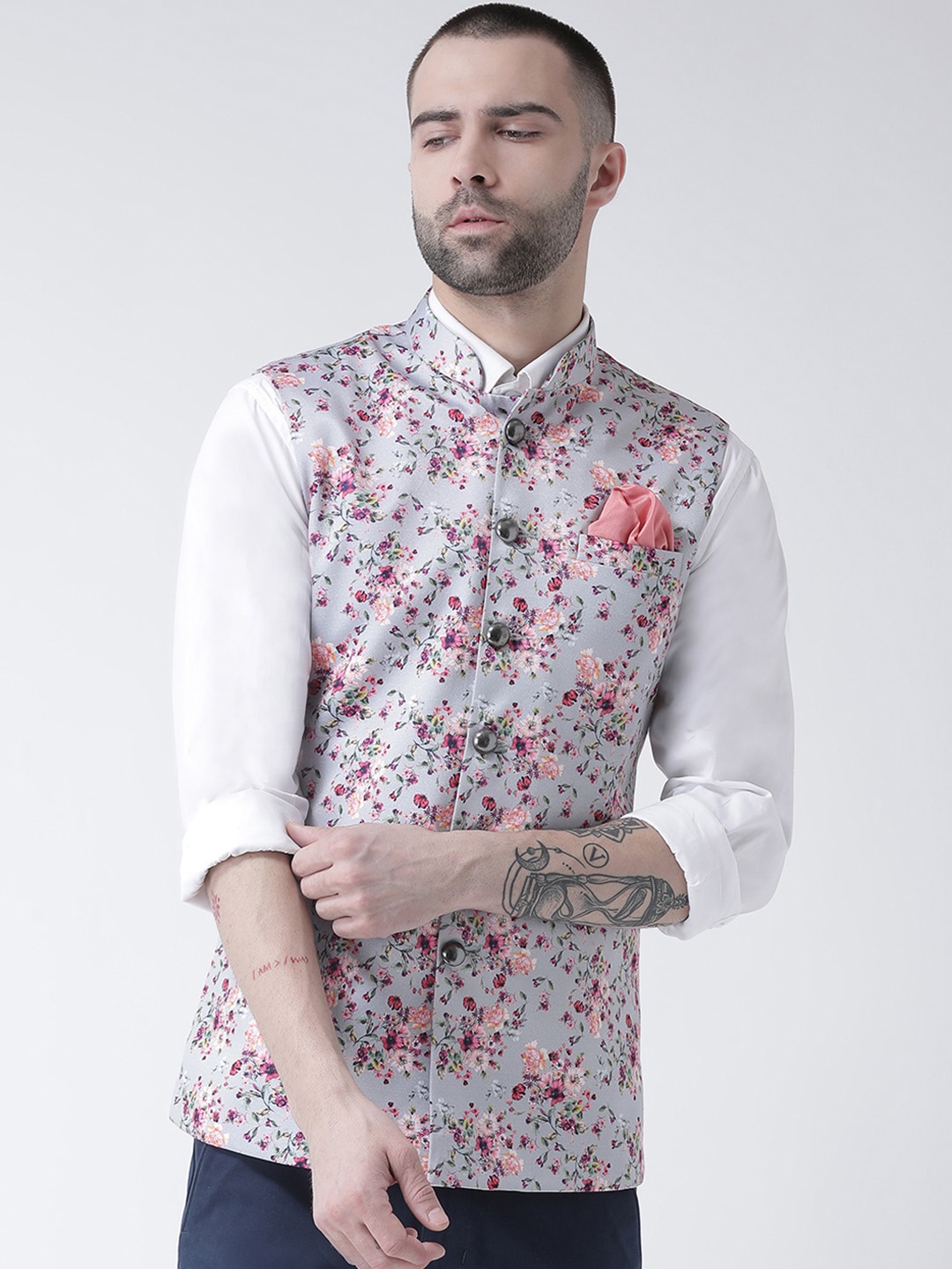 

KISAH Men Multicoloured Printed Nehru Jacket, Multi