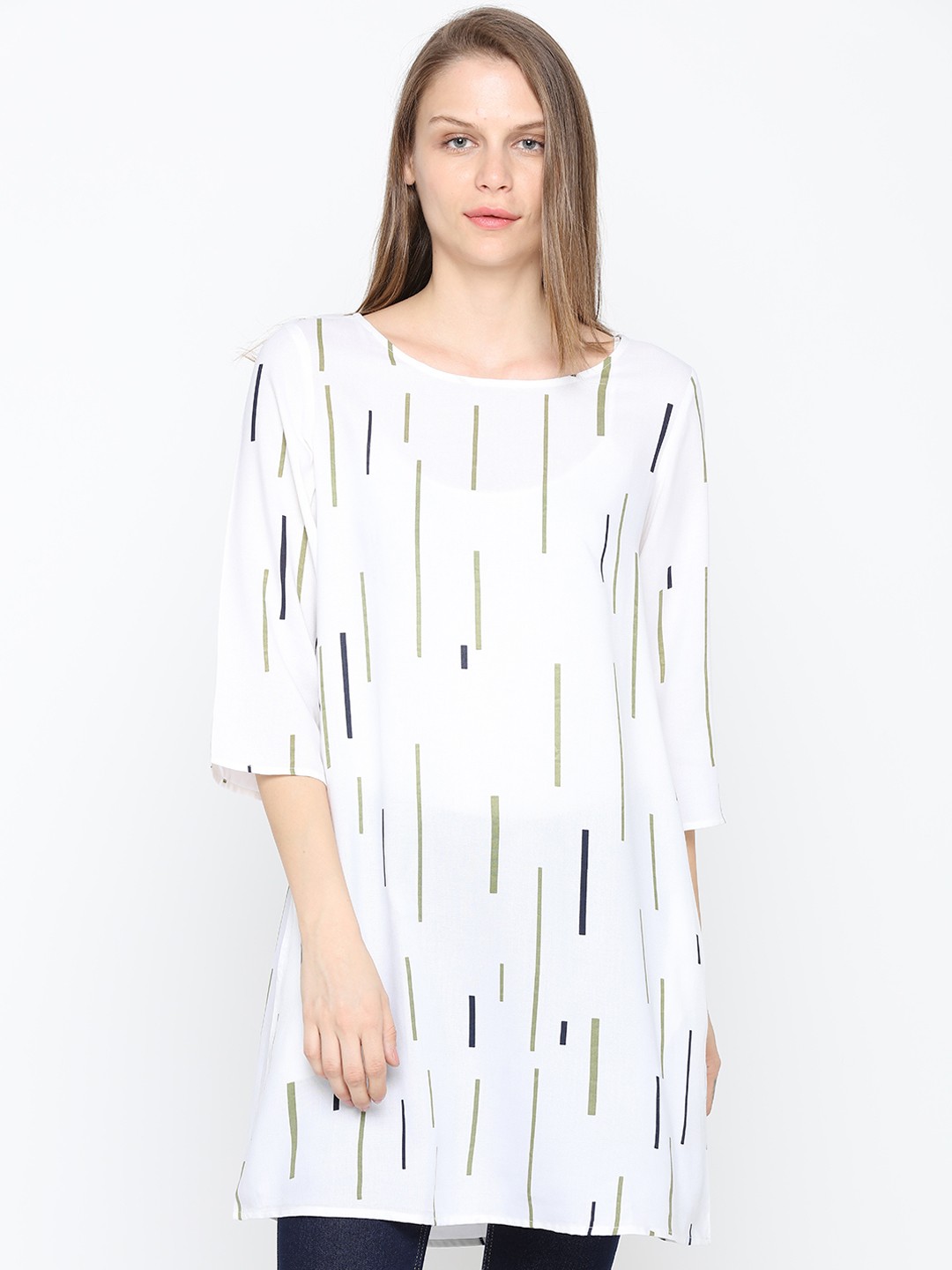 

IDK White Printed Tunic