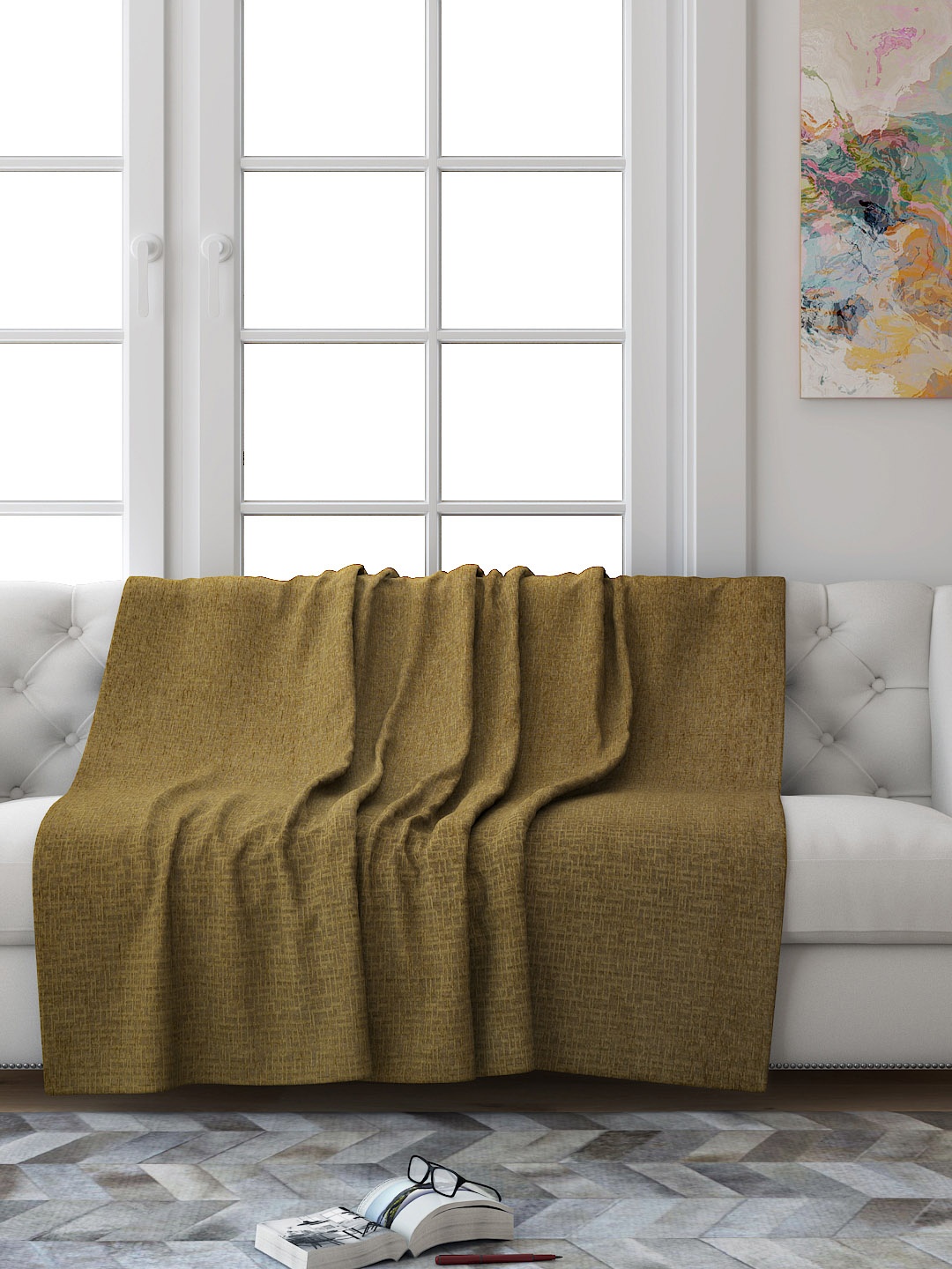 

Saral Home Gold-Toned Printed 3 Seaters Decorative Sofa Throw