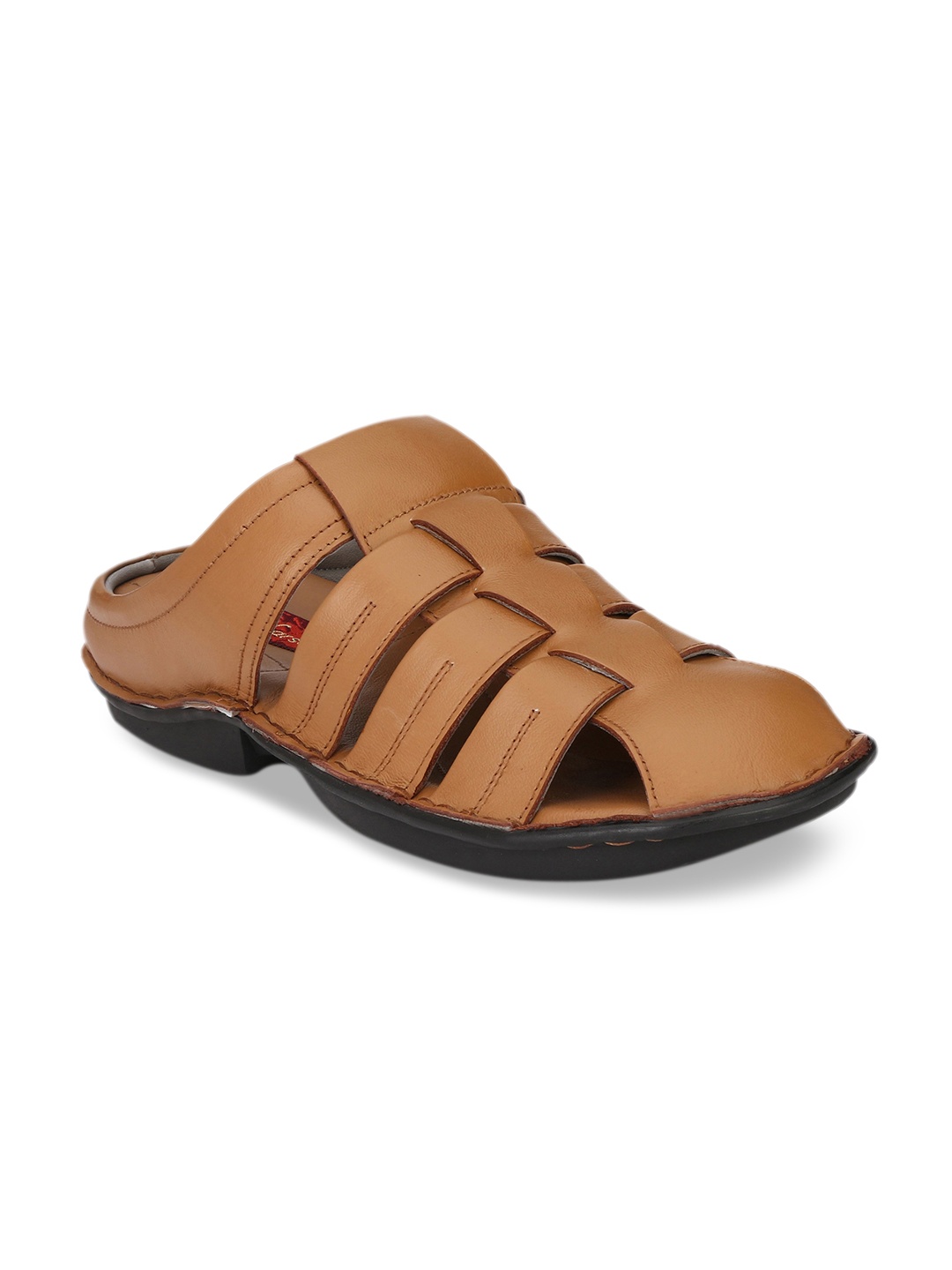 

John Karsun Men Tan Brown Solid Leather Clogs