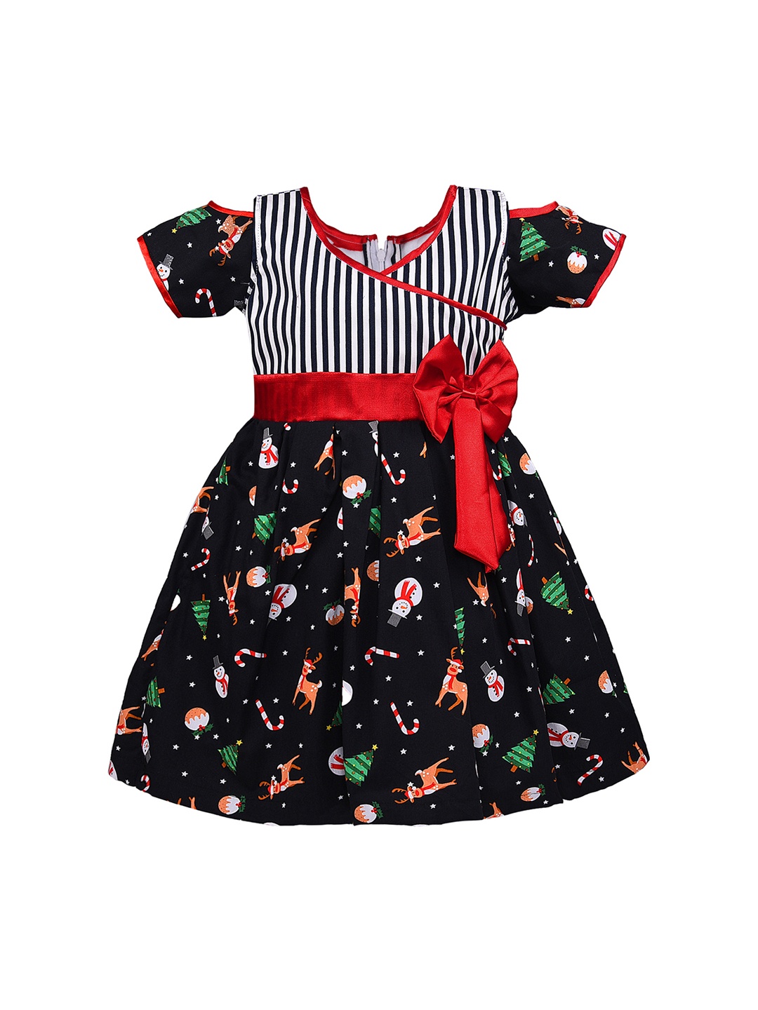 

Wish Karo Girls Black & White Printed Fit and Flare Dress
