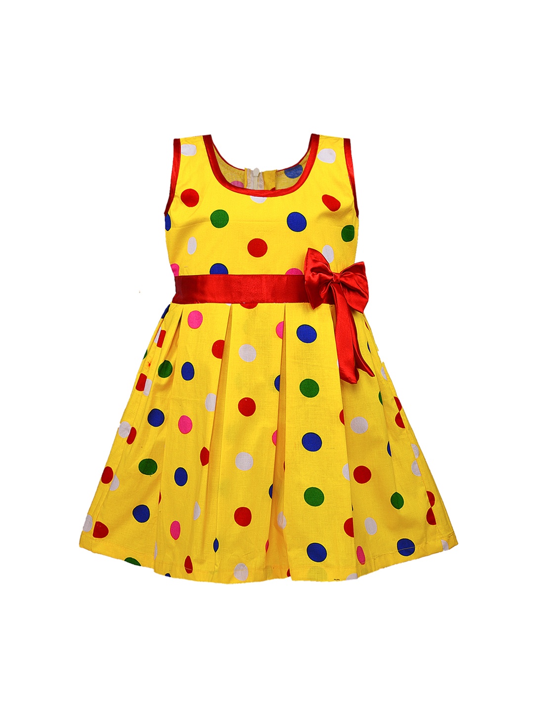 

Wish Karo Girls Yellow Printed Fit and Flare Dress