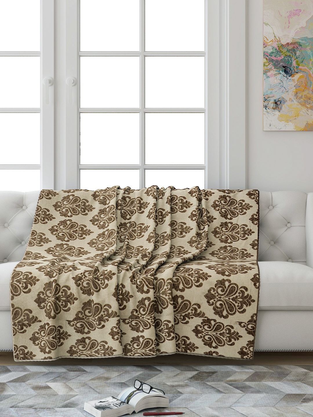 

Saral Home Grey & Brown Printed 3 Seater Sofa Throw
