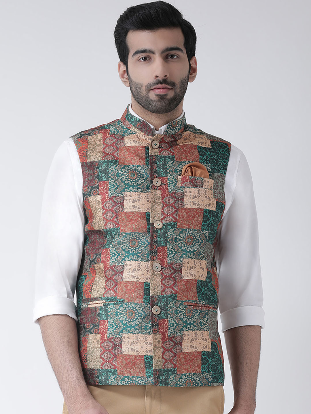 

KISAH Men Multicoloured Printed Nehru Jacket, Multi