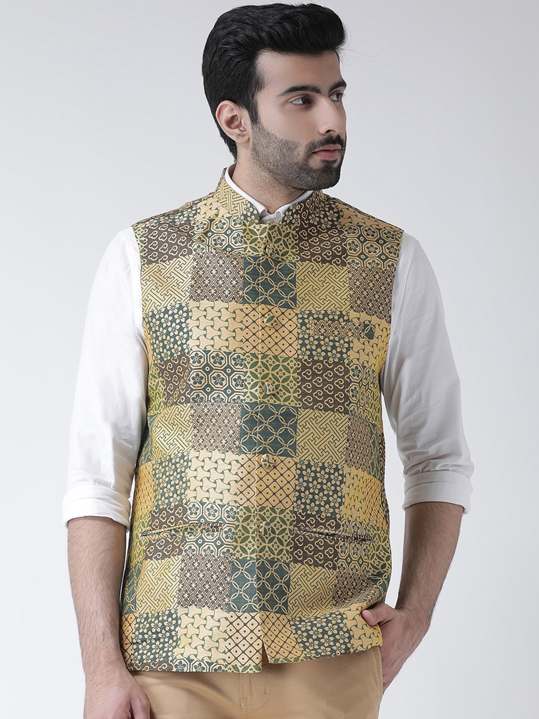 

KISAH Men Multicoloured Printed Nehru Jacket, Multi