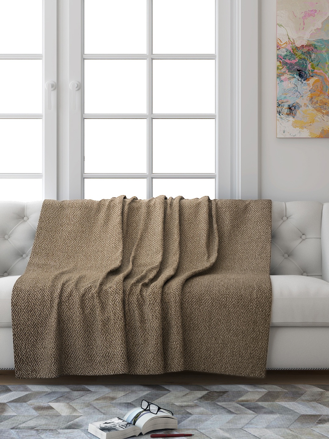 

Saral Home Beige Geometric 3 Seater Reversible Sofa Throw