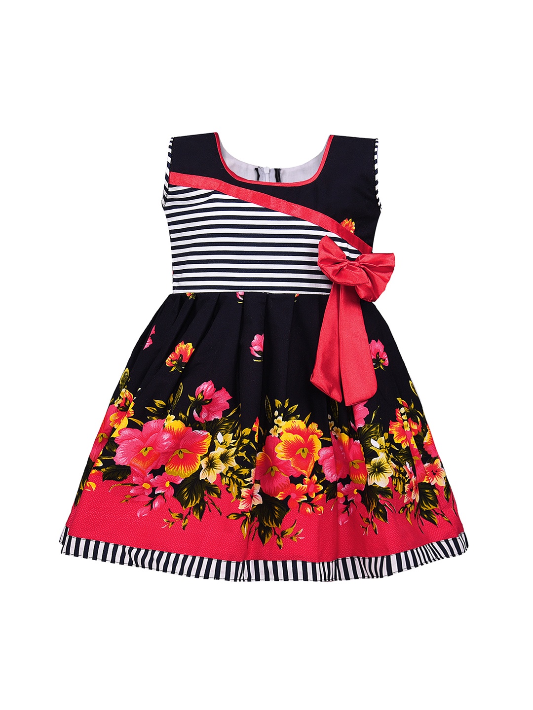 

Wish Karo Girls Red & Black Printed Fit and Flare Dress