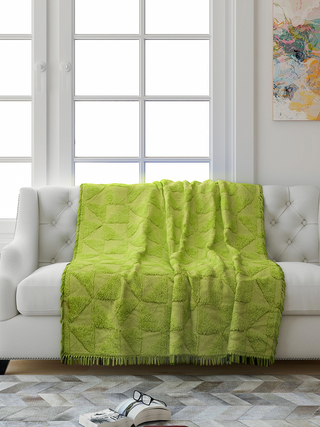 

Saral Home Green Self Design 2 Seater Sofa Throw