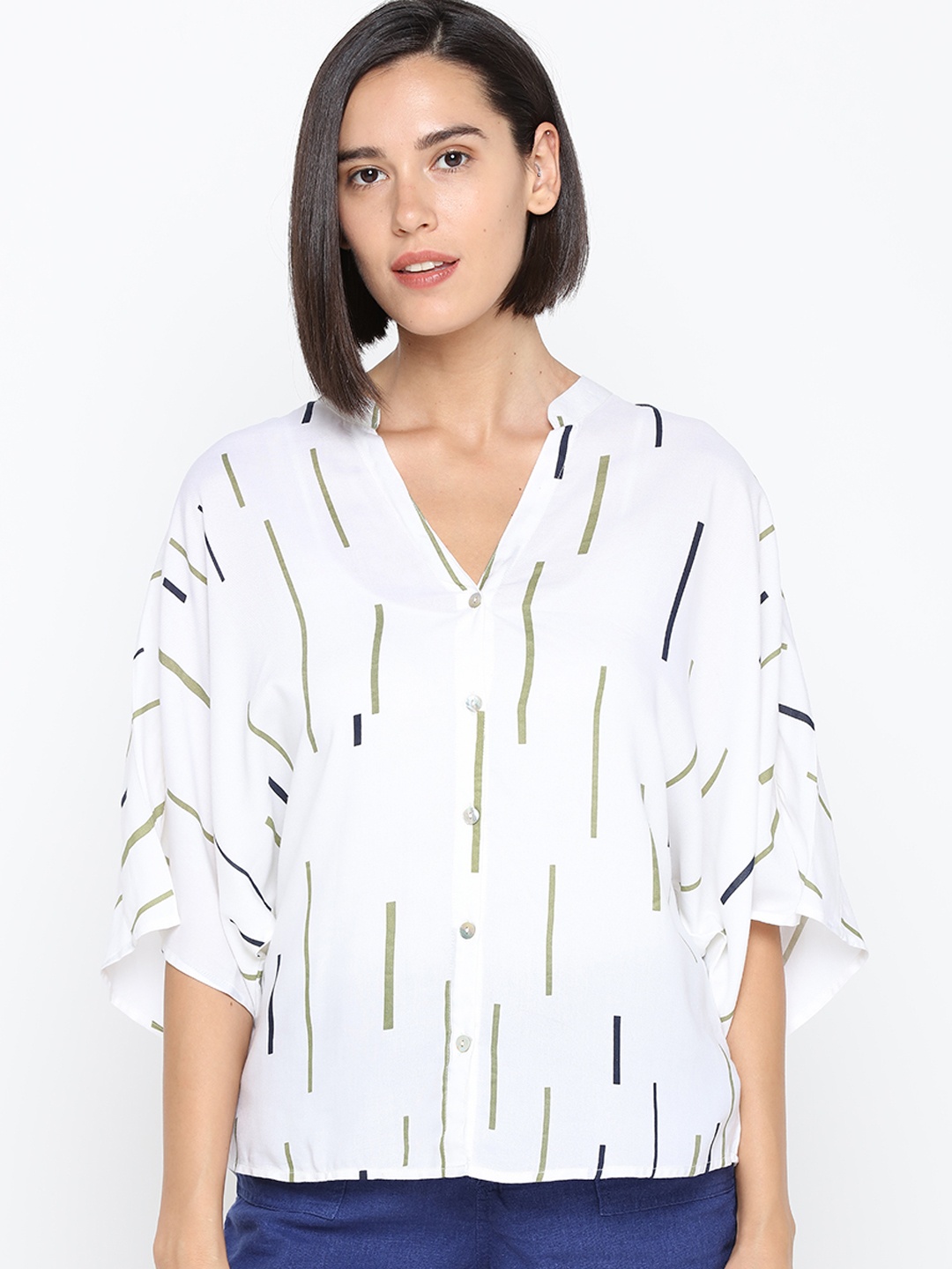 

IDK Women White Printed High-Low Top