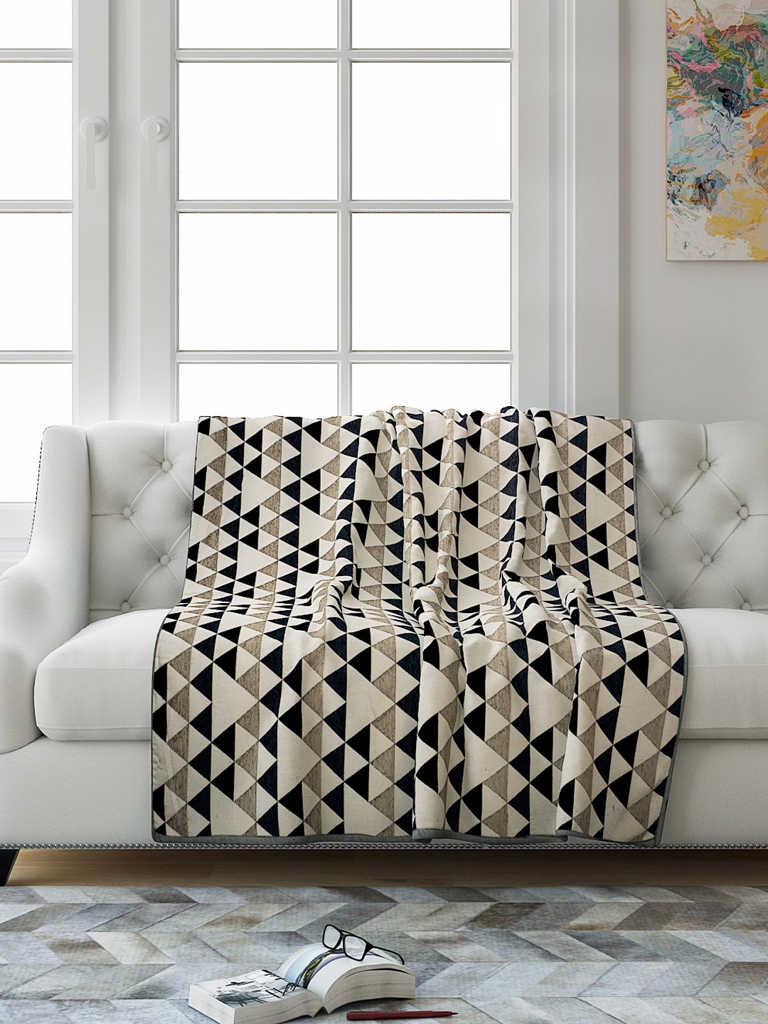 

Saral Home Grey Geometric 2 Seater Reversible Sofa Throw