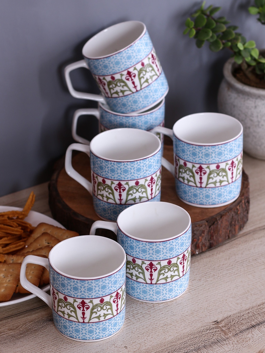 

India Circus Set of 6 Multi-Coloured Printed Bone China Set