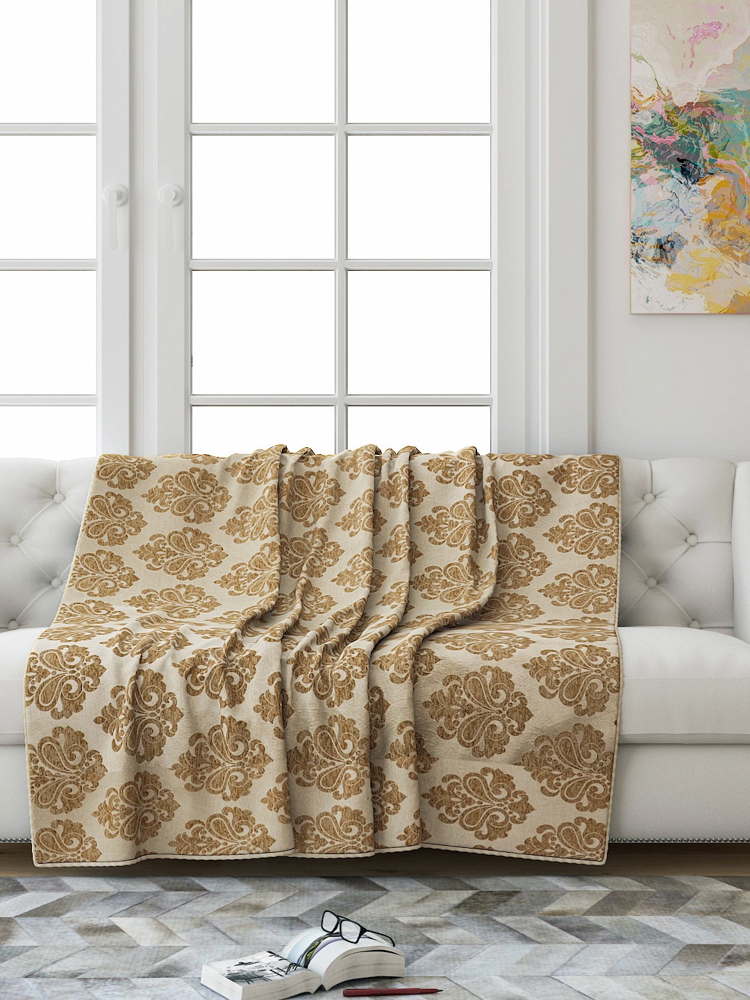 

Saral Home Gold-Toned Printed 3 Seater Sofa Throw