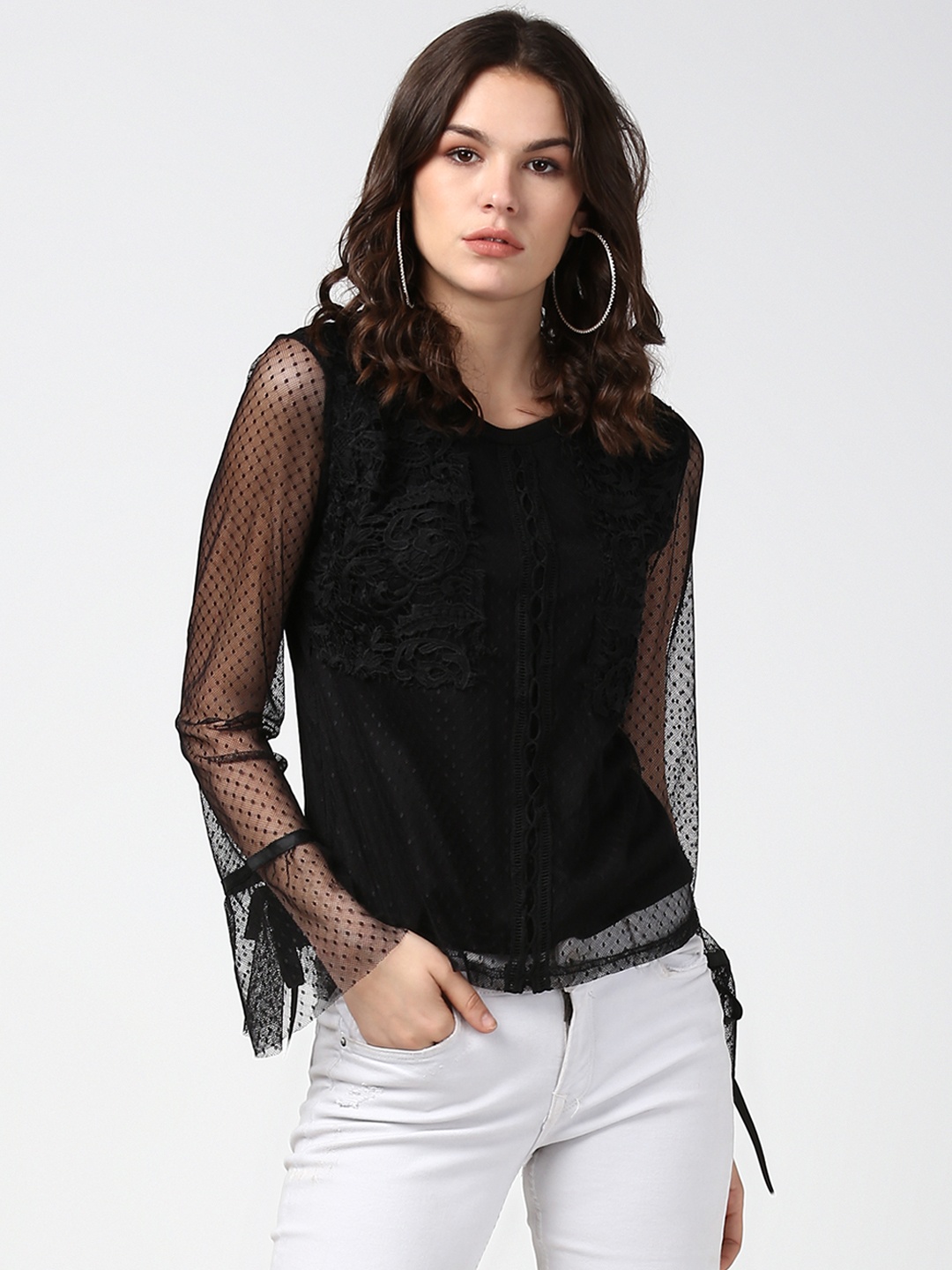 

StyleStone Women Black Self Design Top