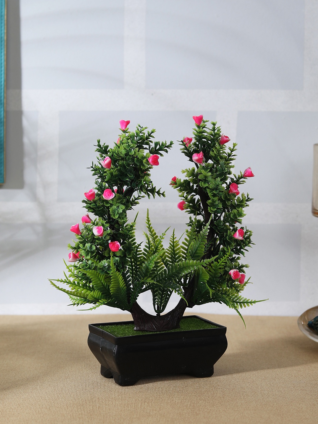 FOLIYAJ Green & Pink Artificial Plant