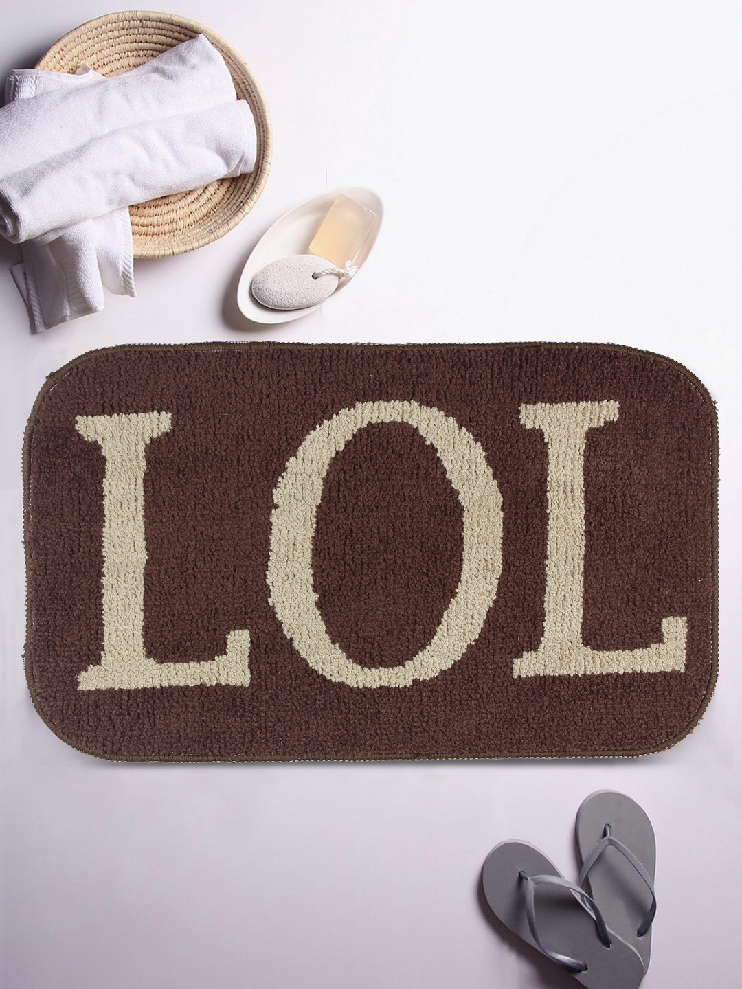 

ROMEE Brown Printed Bath Rug
