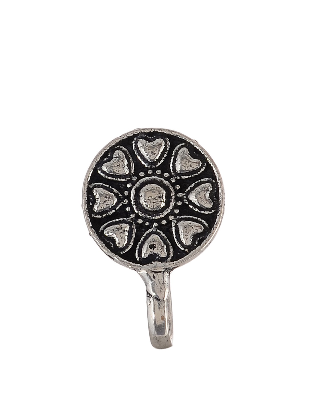 

Silvermerc Designs Women Oxidised Silver-Plated & Black Nosepin