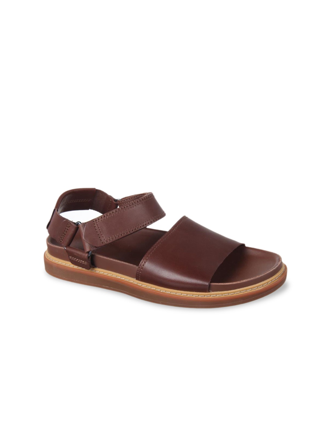 

Clarks Men Brown Leather Solid Comfort Sandals