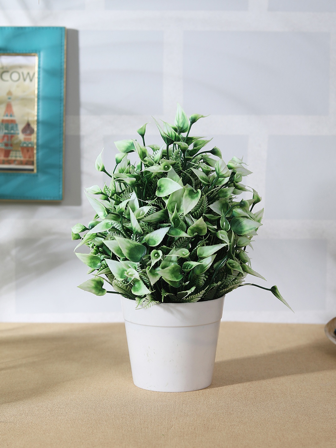 

FOLIYAJ Green & White Artificial Plant with White Pot