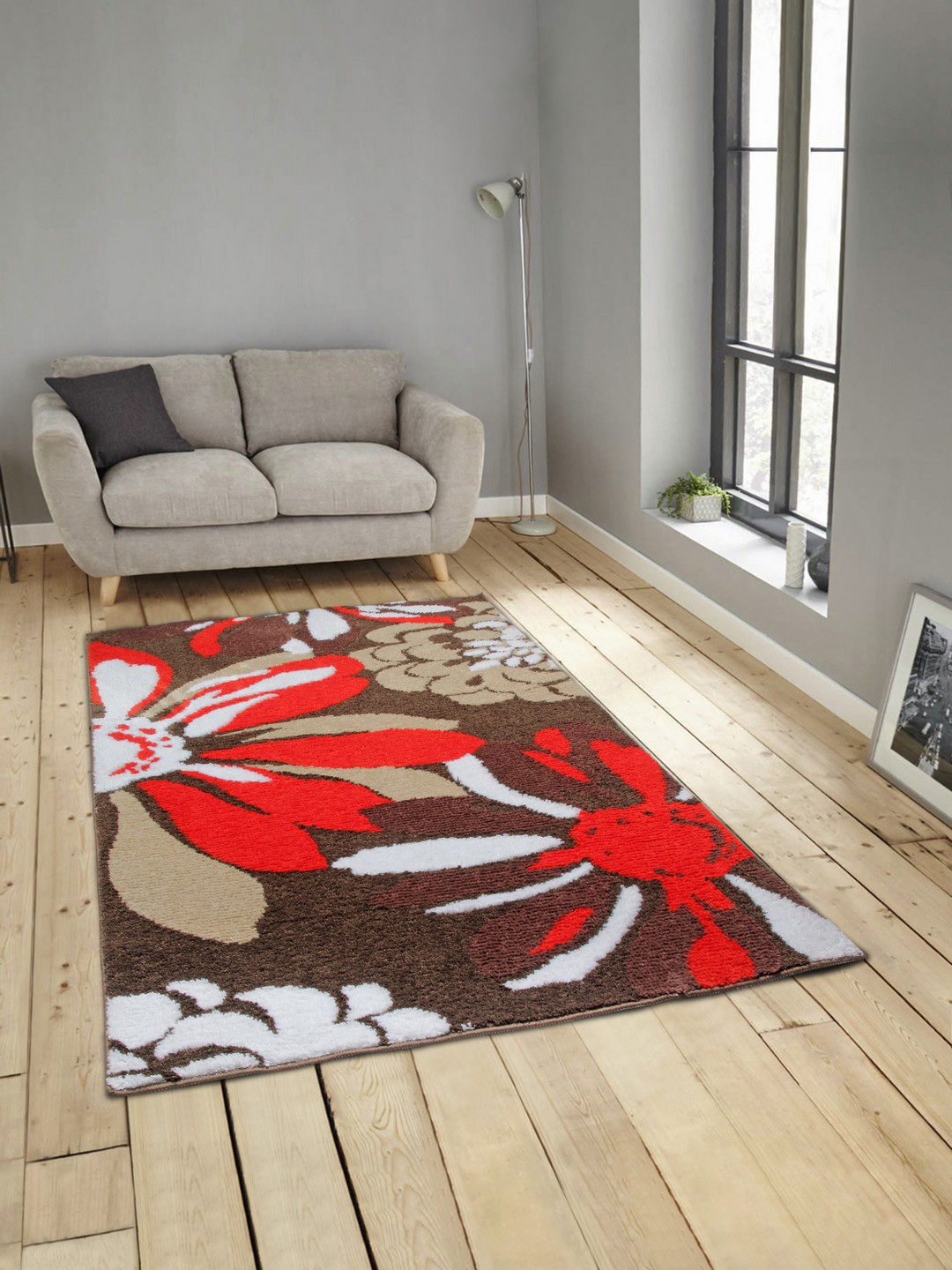 

ROMEE Brown & Red Printed Anti-Skid Carpet