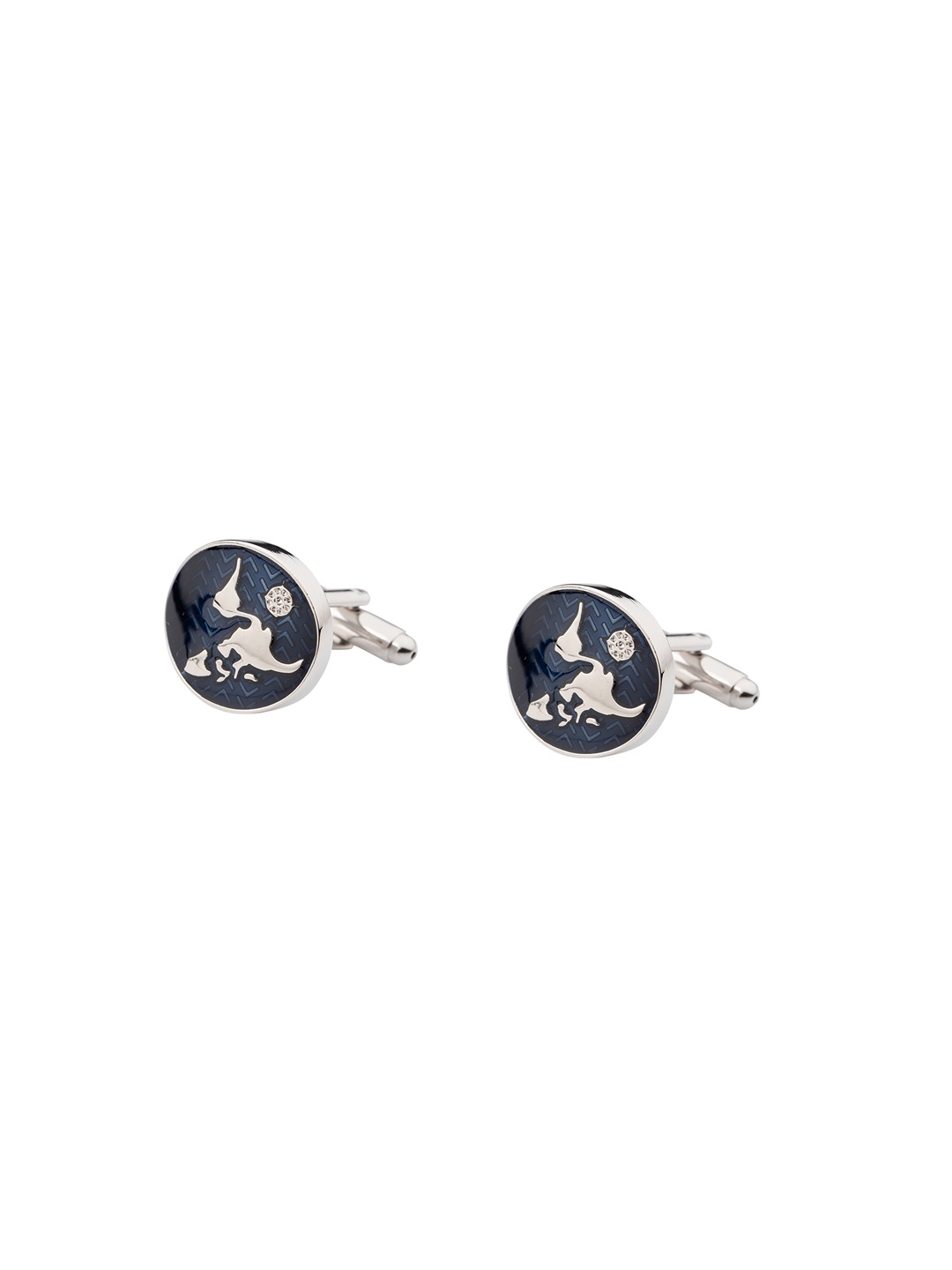 

The Tie Hub Navy Blue Rhodium-Plated Quirky Cufflinks