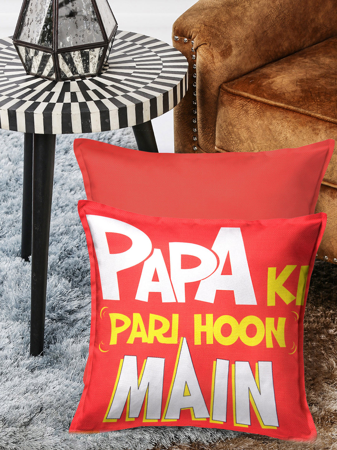 

HOUZZCODE Set of 2 Abstract Square Cushion Covers, Red