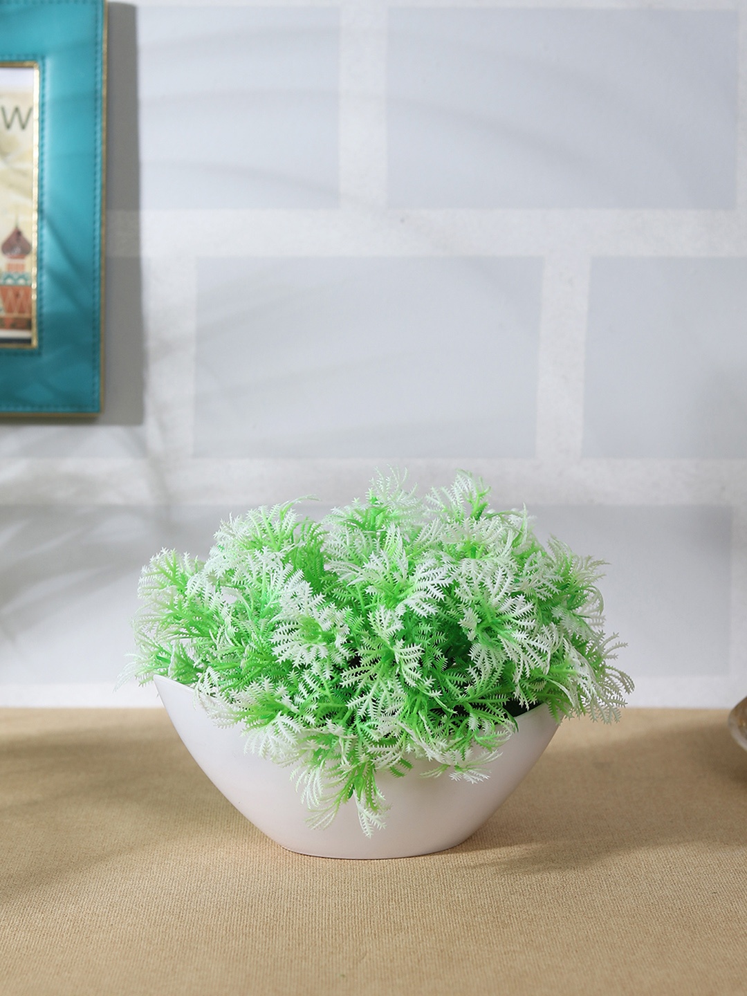 

FOLIYAJ Green & White Artificial Plant with White Pot