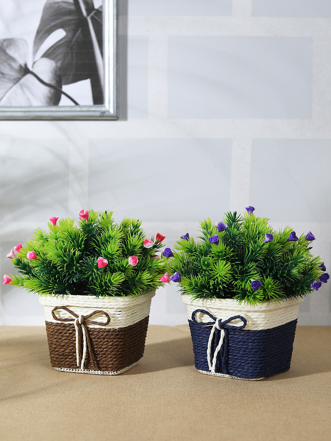 

FOLIYAJ Set of 2 Artificial Plants with Pots, Green